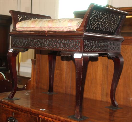 Edwardian carved mahogany piano stool(-)